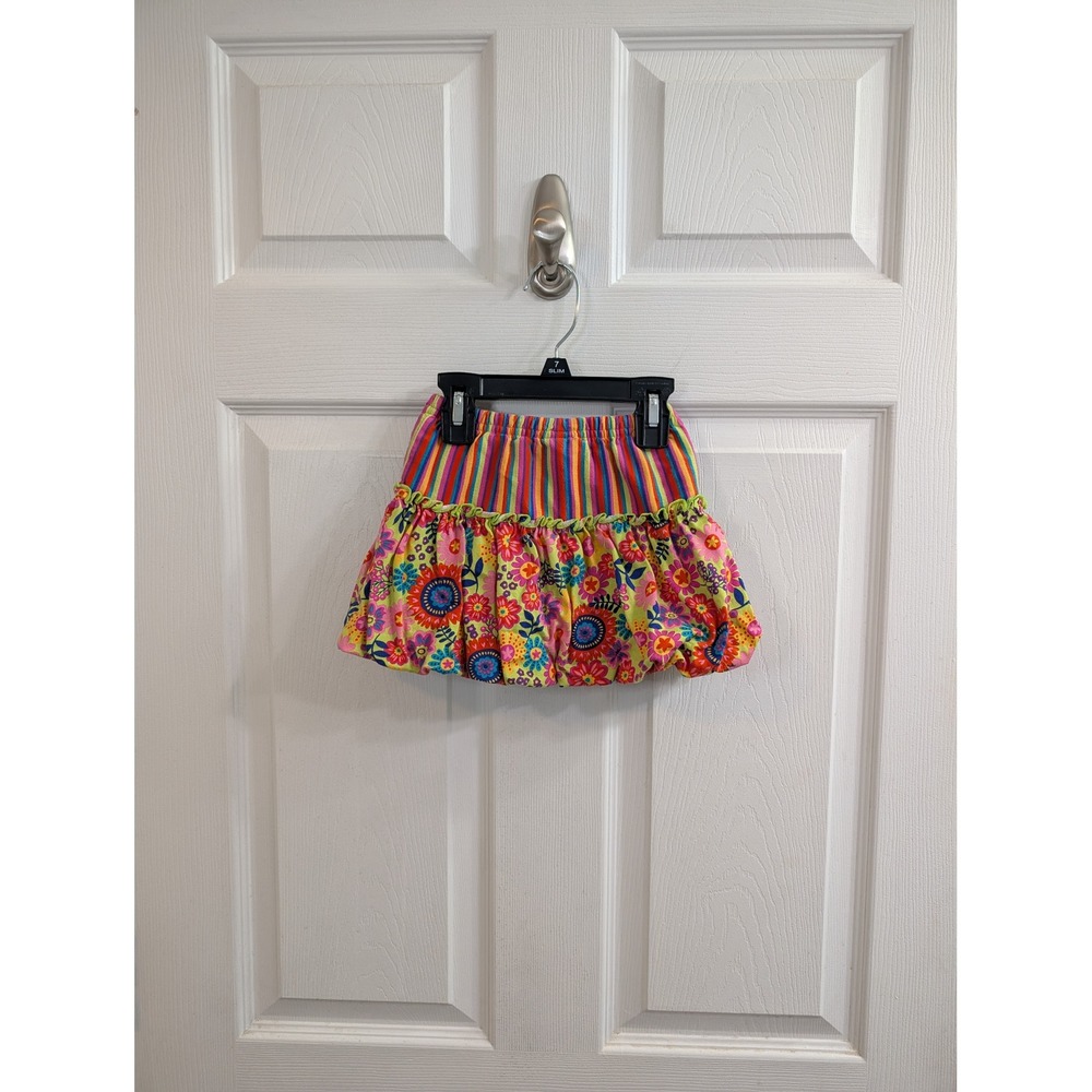 Hanna Andersson Bubble Skirt Toddler Multicolor Floral Striped - 18M-24M (80)